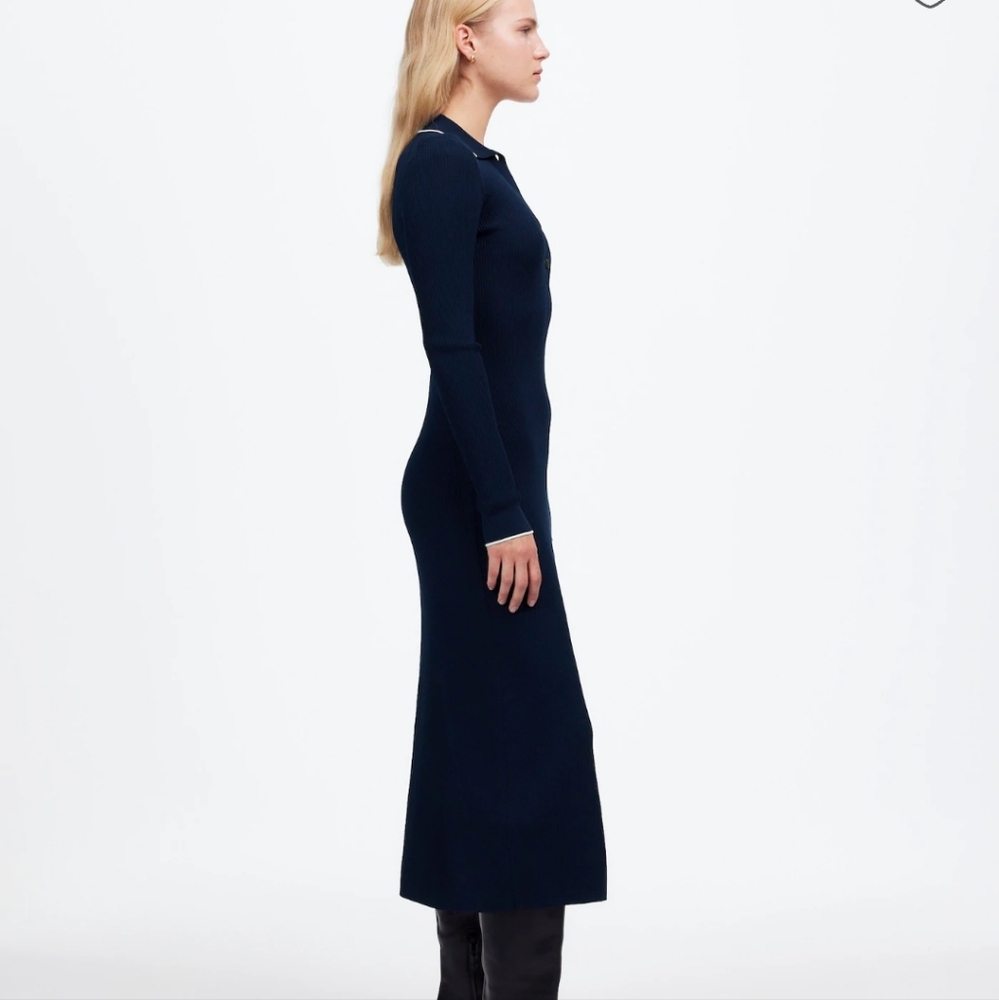Madewell Ribbed Long-Sleeve Midi Dress NT573  Size M - Picture 4 of 11
